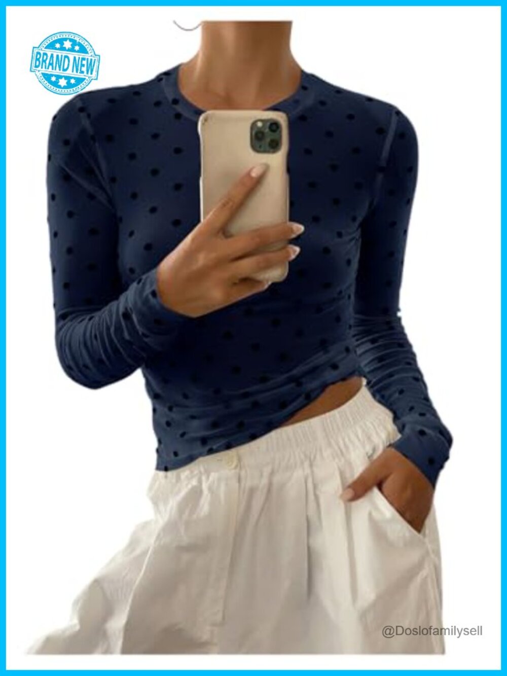 Sheer Mesh Polka Dot Long Sleeve Crop Top